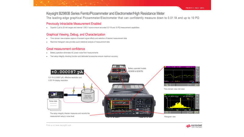 B2980B Series Femto/Picoammeter & Electrometer/High Resistance Meter